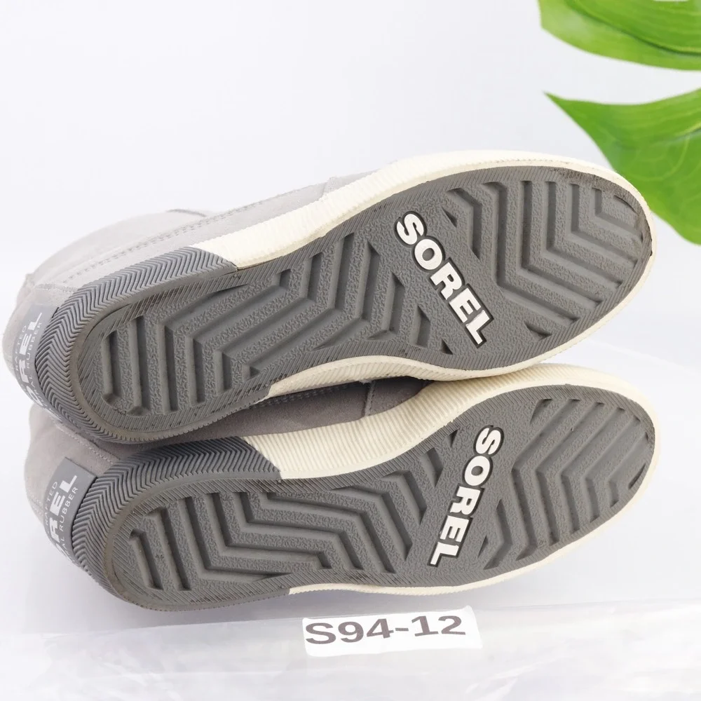 Sorel Womens Out N About Boots Size 8.5 Waterproof Gray Suede Wedge Heel Lace Up